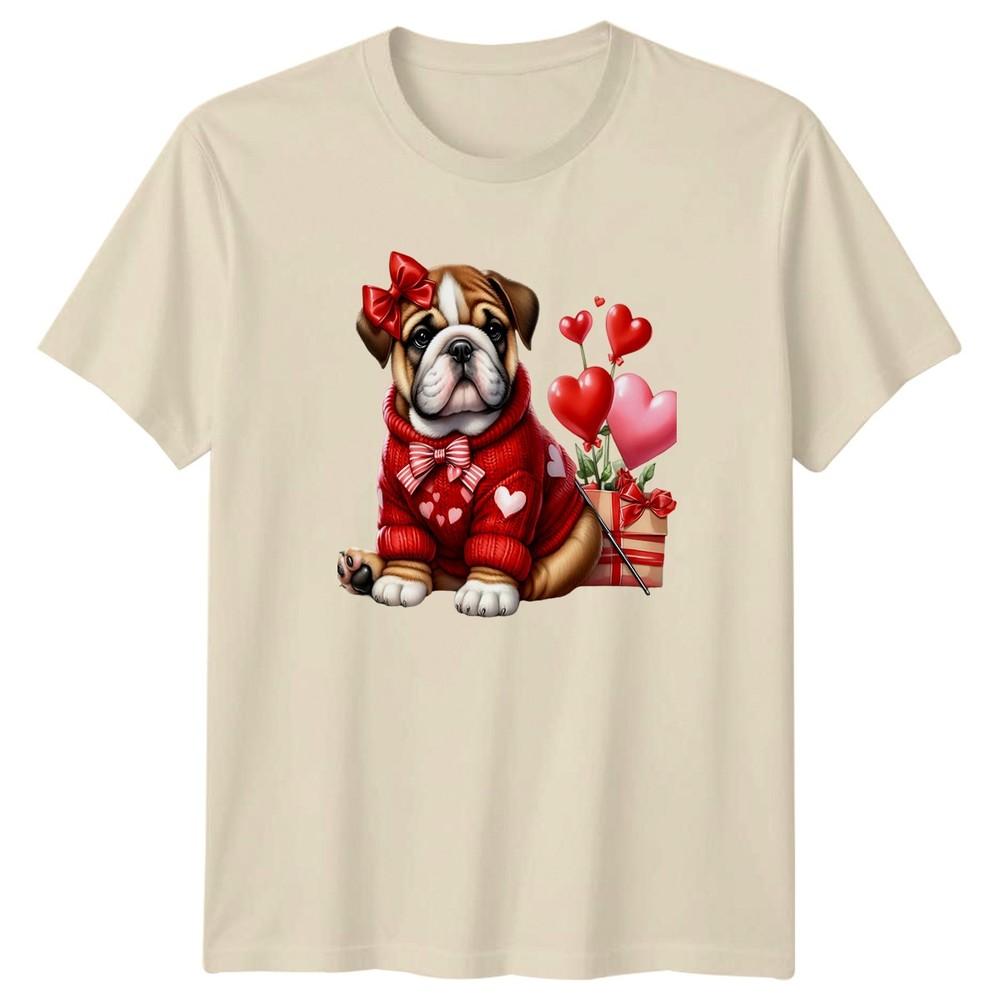 Bulldog Puppy Hearts Valentines Day Unisexs TShirt Unisexs Tee Graphic Unisex