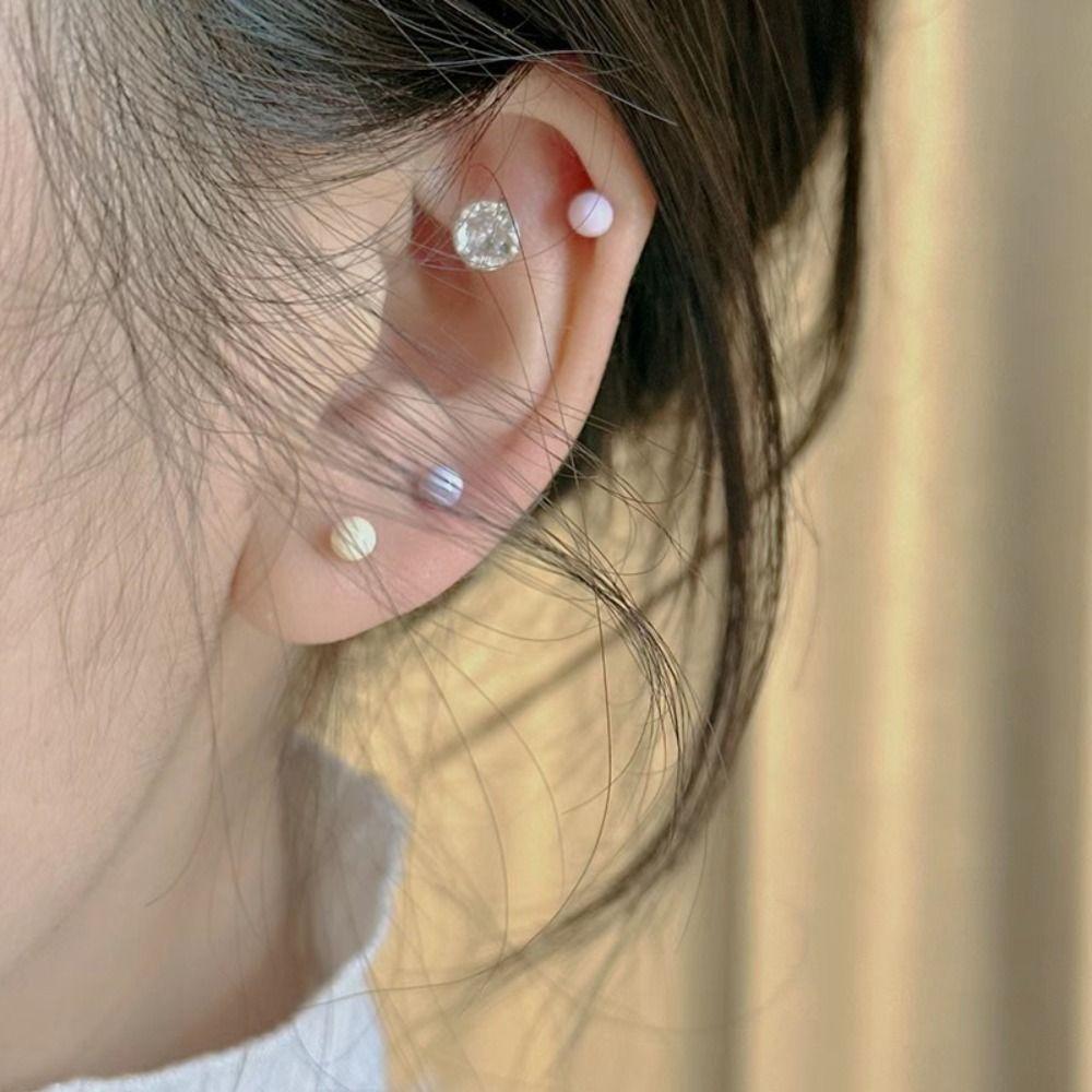 Ceramics Cream Color Bead Earring Fashion Design Round Bead Earrings Beanie Stud Earring  Lady