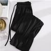 Women's Summer Ice Silk Wide-Leg Pants: One or Two-Piece Set, Korean Style, High Waist, Slimming, Floor-Length.
