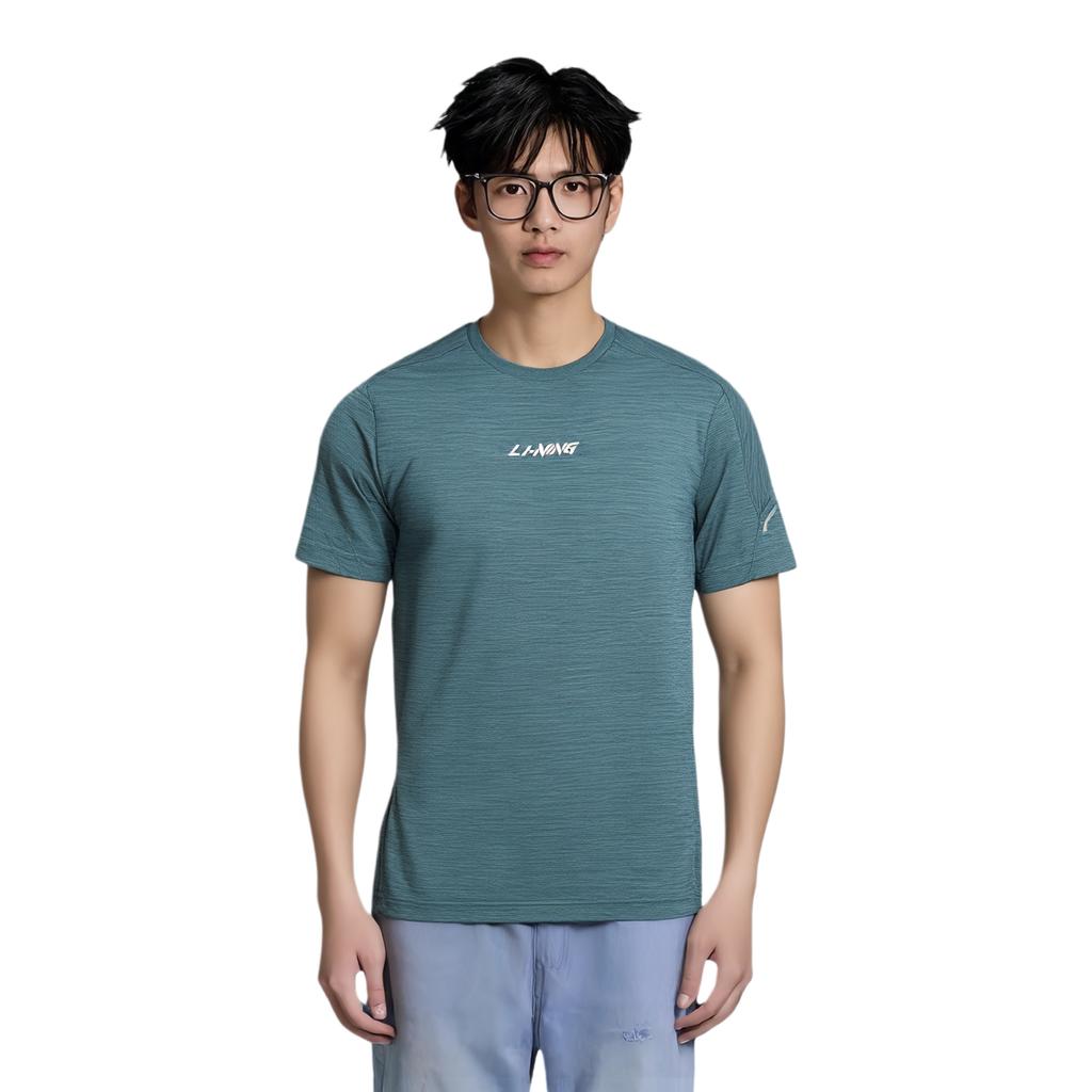 Li Ning Fitness Series T Shirt Men's Wild Duck Green Floral Gray ATSU725-1