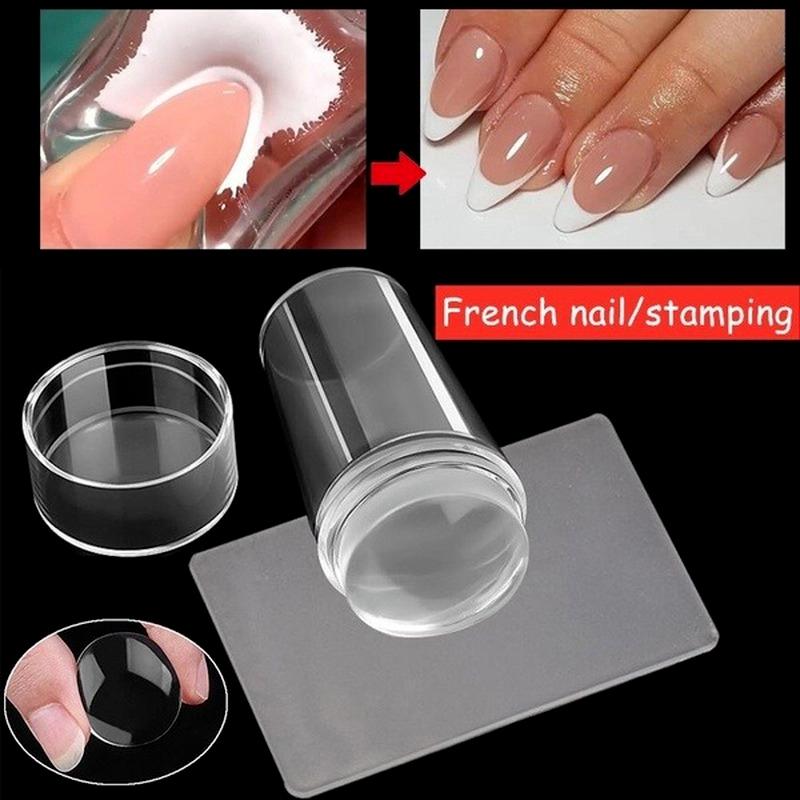 Nail Stamping Plates Pure Clear Jelly Nails Art Stamper Scraper Set Print Silicone Marshmallow Design Manicure Accessories Tools