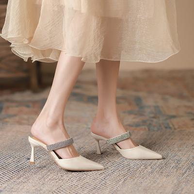 Women's Shoes Commuter Rhinestone Ankle-Strap Stilettos Sandals Women's Professional Temperament Pointed High Heels