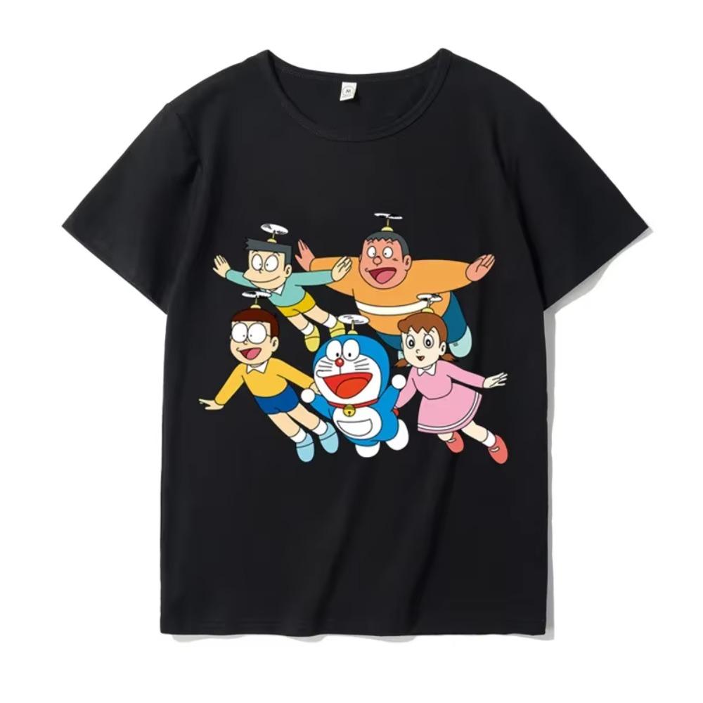

Summer New Cartoon Doraemon Printed T-shirts For Men Short Sleeve O-neck Tees Outdoor Casual Sports Oversized Kids/Adult Tops XXXXXL чёрный