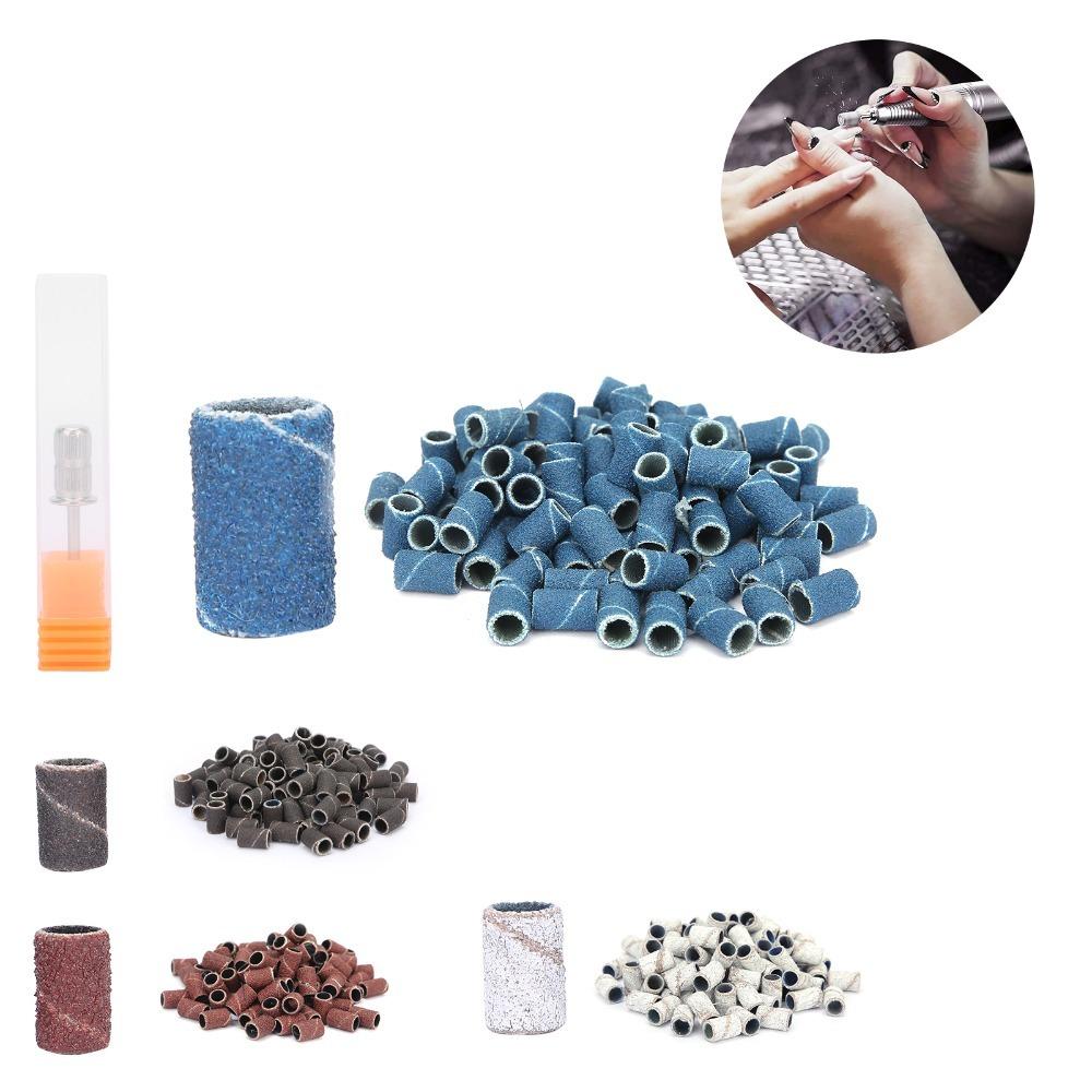 400pcs Fine Grit Sanding Bands With Shaft Manicure Sanding Bands For Nail Artist