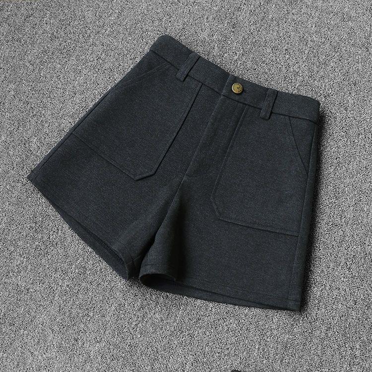 Women's High Waist A-line Wool Shorts, 2025 Autumn/Winter - Slimming, Wide-leg, Versatile Elastic Waist