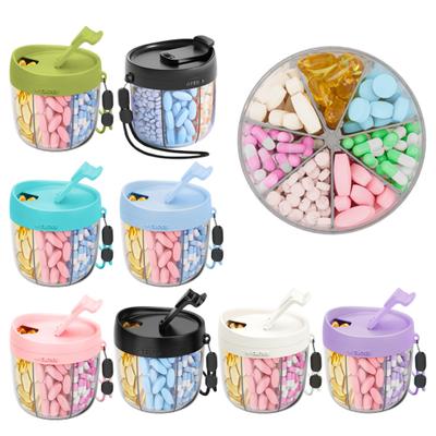 Pill Dispenser with 7 Compartments Anti-Mix Design Easy Access Pill Bottle Organizer Travel BPA-Free Pill Container