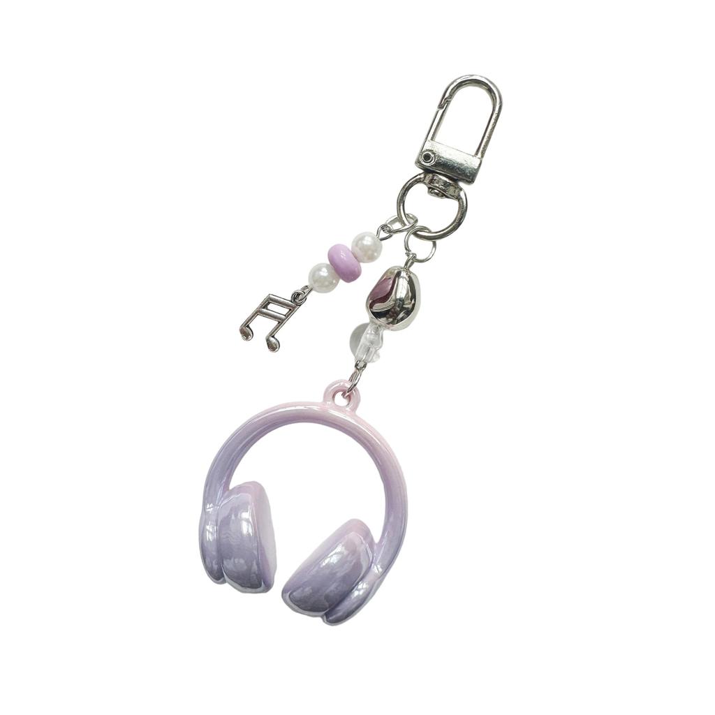 Trendiger Farbverlauf Kopfhörer Schlüsselanhänger Modischer Karabinerclip für Musikliebhaber Personalisierter Legierung Acryl Schlüsselanhänger