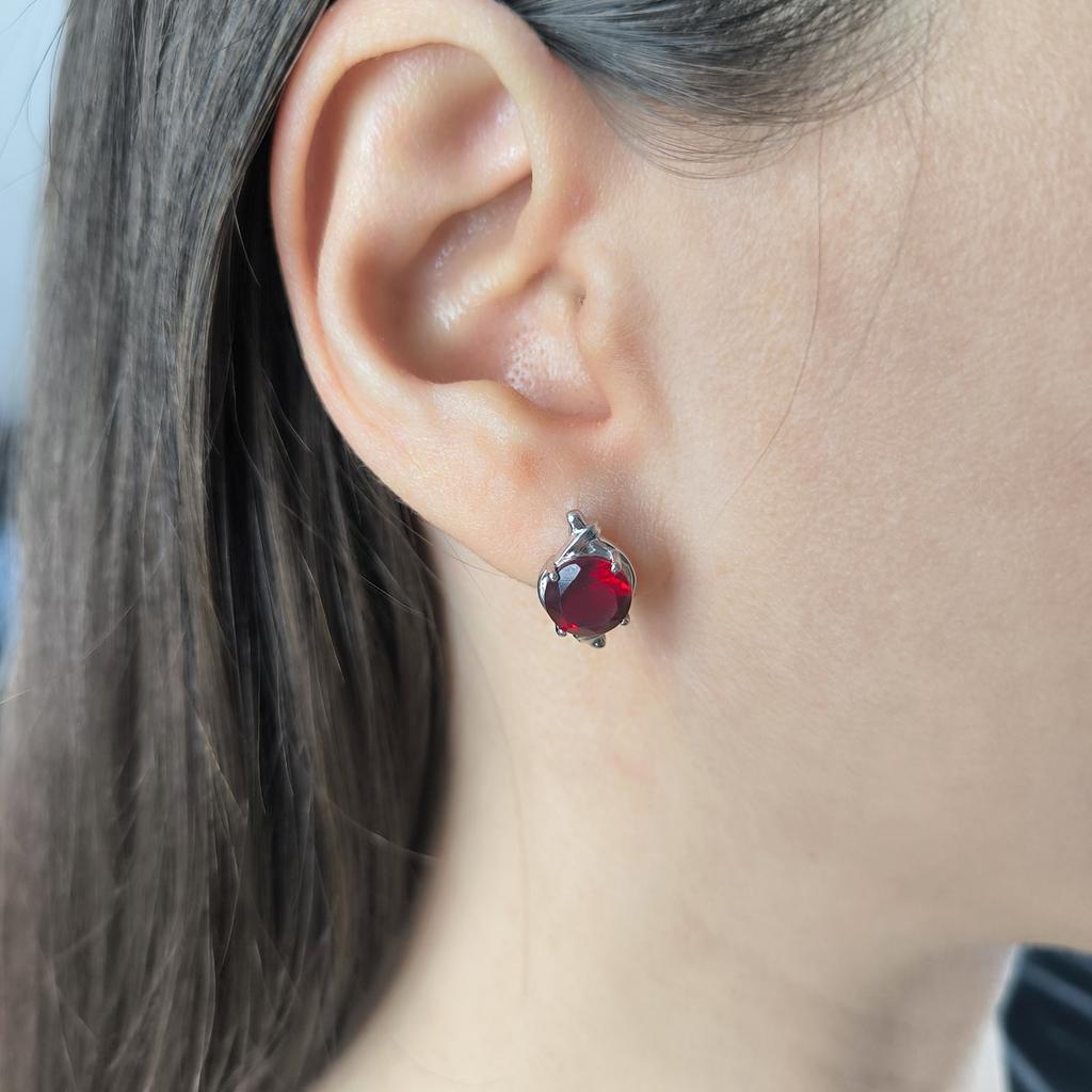 Серебряные серьги с искусственным гранатом nano 3.425ct (60002410)