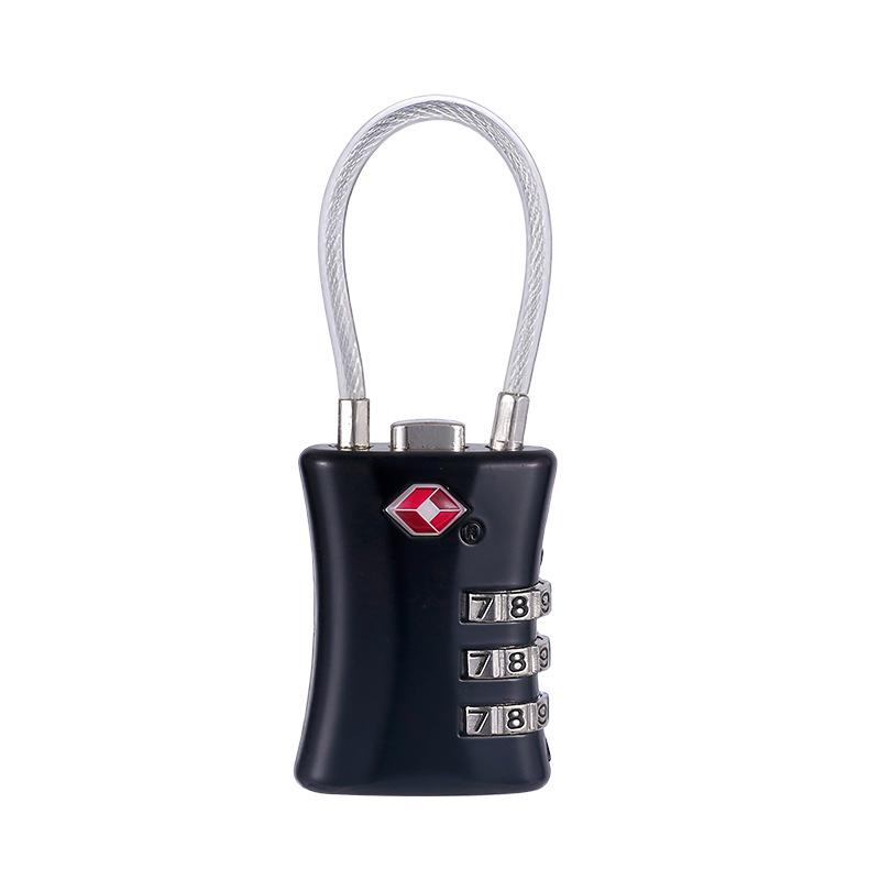 TSA Full Metal Combination Lock with Soft Steel Cable for Backpack, Cabinet, or Suitcase. чёрный