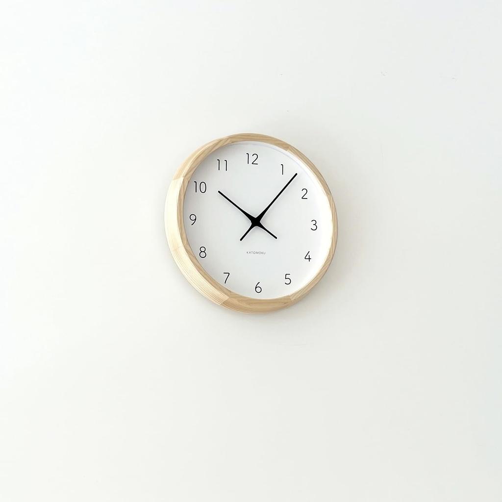 KATOMOKU Muku Clock 7 Natural Wall Continuous Second Diameter km-60NARC Clock, Hand, 30.0cm (Radio-Controlled Clock)