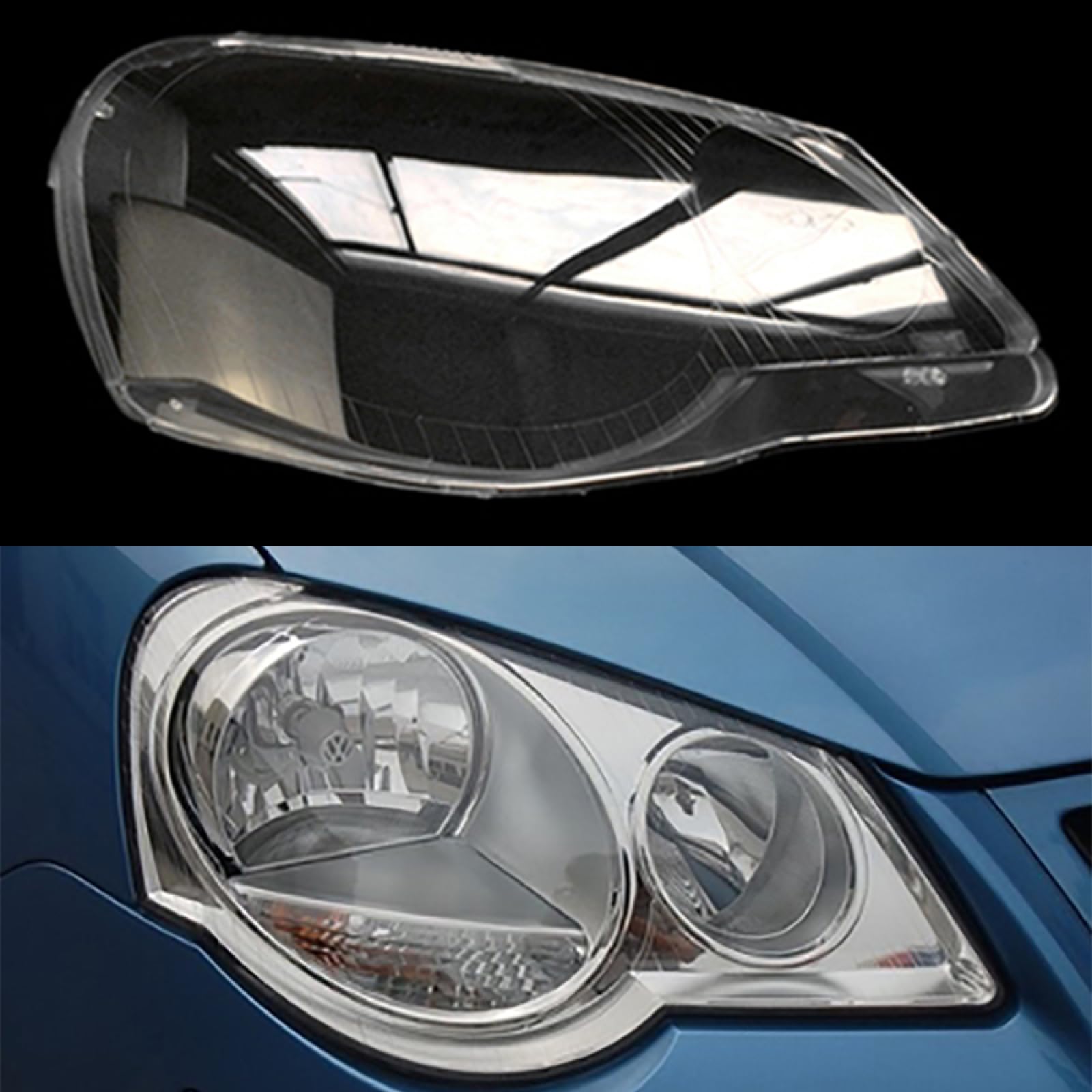 

For VW Polo 9N 2006-2010 Car Headlight Lens Cover Clear Cover Lampshade Headlamp Shell Car Accessories Right