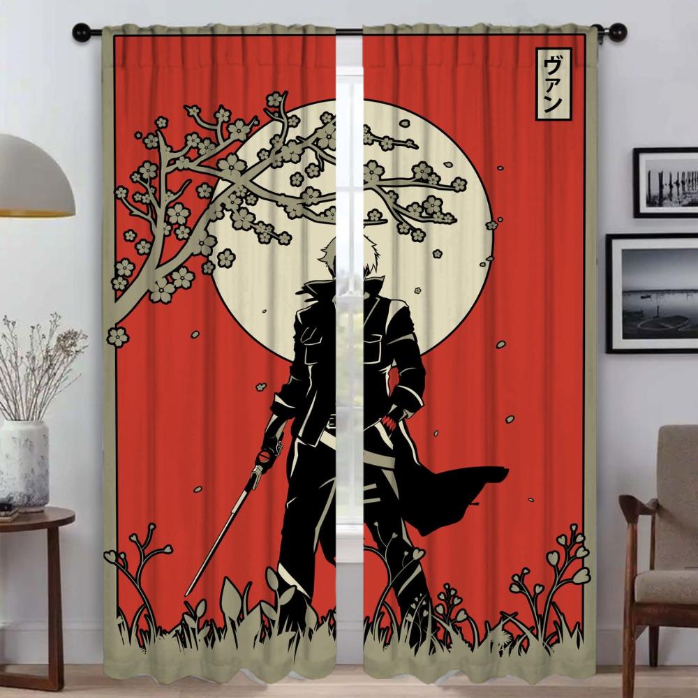 Japan Line Artnime Halloween Decoration Curtains for Bedroom Blackout Curtain for Room 2 Panel Shades Home Interior Curtains
