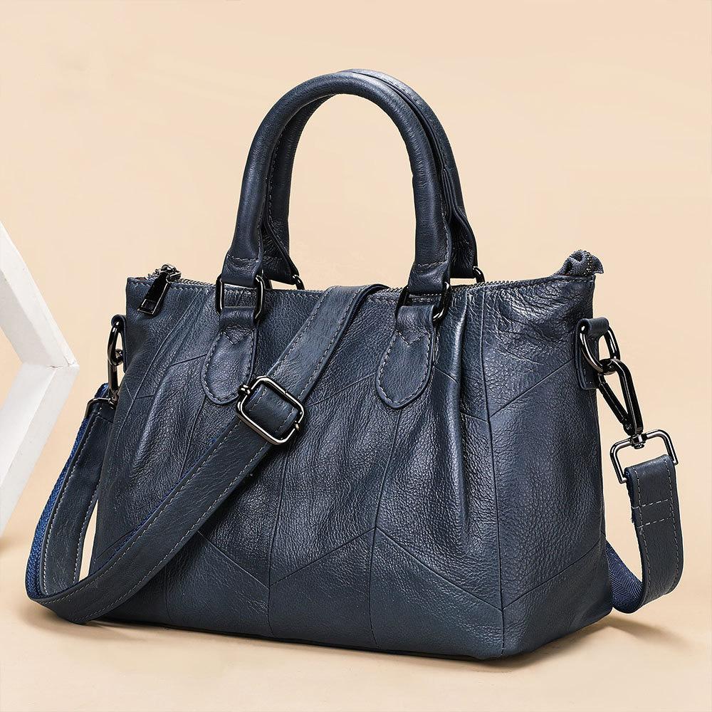 Women's Genuine Leather Handbags Large Casual Totes Luxury Brand Design Purses Lady Shoulder Crossbody Bags Solid Color Hand Bag