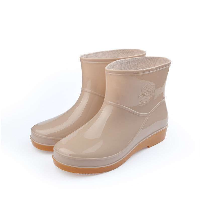Rain shoes women's fashion wear non-slip water shoes adult students waterproof overshoes short women's rubber shoes medium rain boots