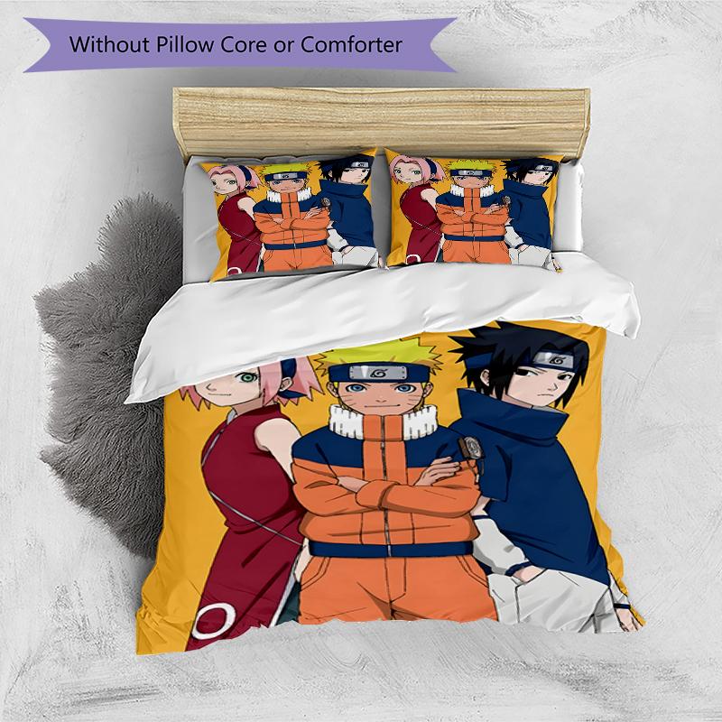 3pcs NARUTO (2) Design Cover Set - HD Printed Bedding with 1 Cover and 2 Pillowcases - Perfect for Home and Dorm Decor