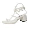Sandals Women's Summer Ins Trendy New Fashion Versatile Medium Heel Leggings Lace-up Internet Celebrity Thick Heel Roman Shoes