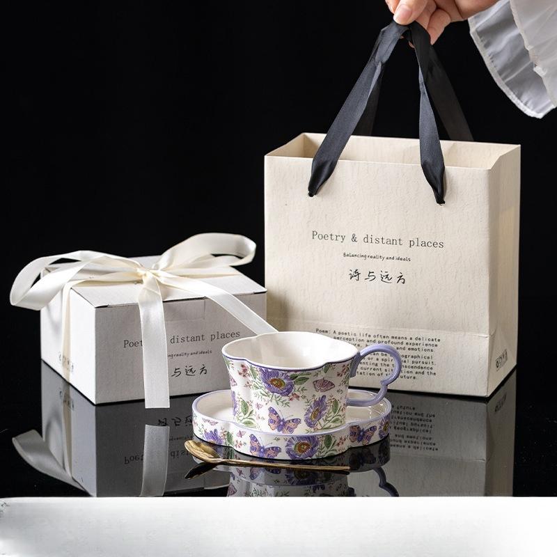 Maiglöckchen Kaffeetasse und Untertasse Set Keramik Kaffeetasse Geschenkbox High-End Souvenir Tag der Krankenschwestern Muttertag