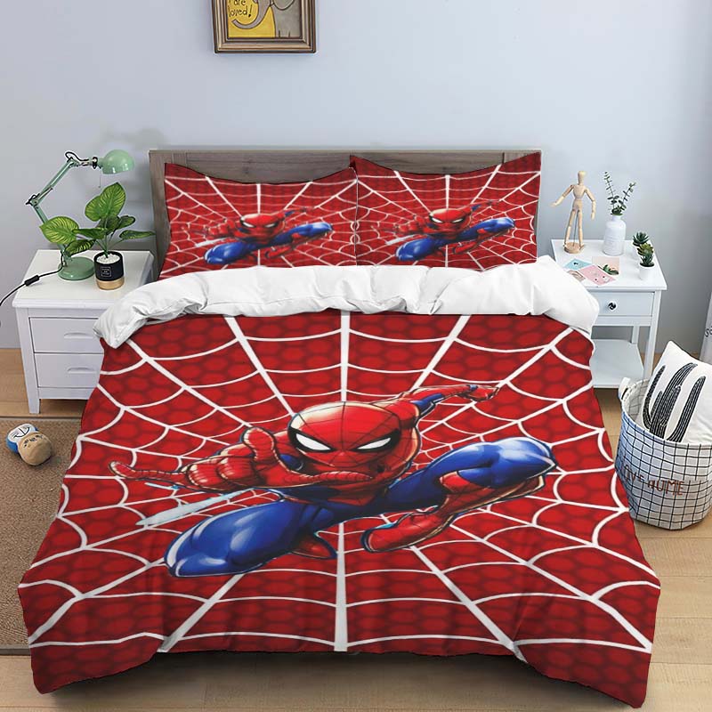 New Spider-Man Printed Bedding Set, Cartoon Pattern Duvet Cover and Pillowcases, Single/double Sheet Set.