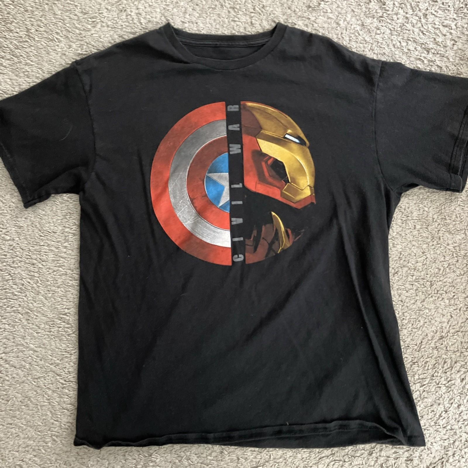 Marvel Captain America Civil War Iron Man L Black Cotton Graphic Print T-shirt S