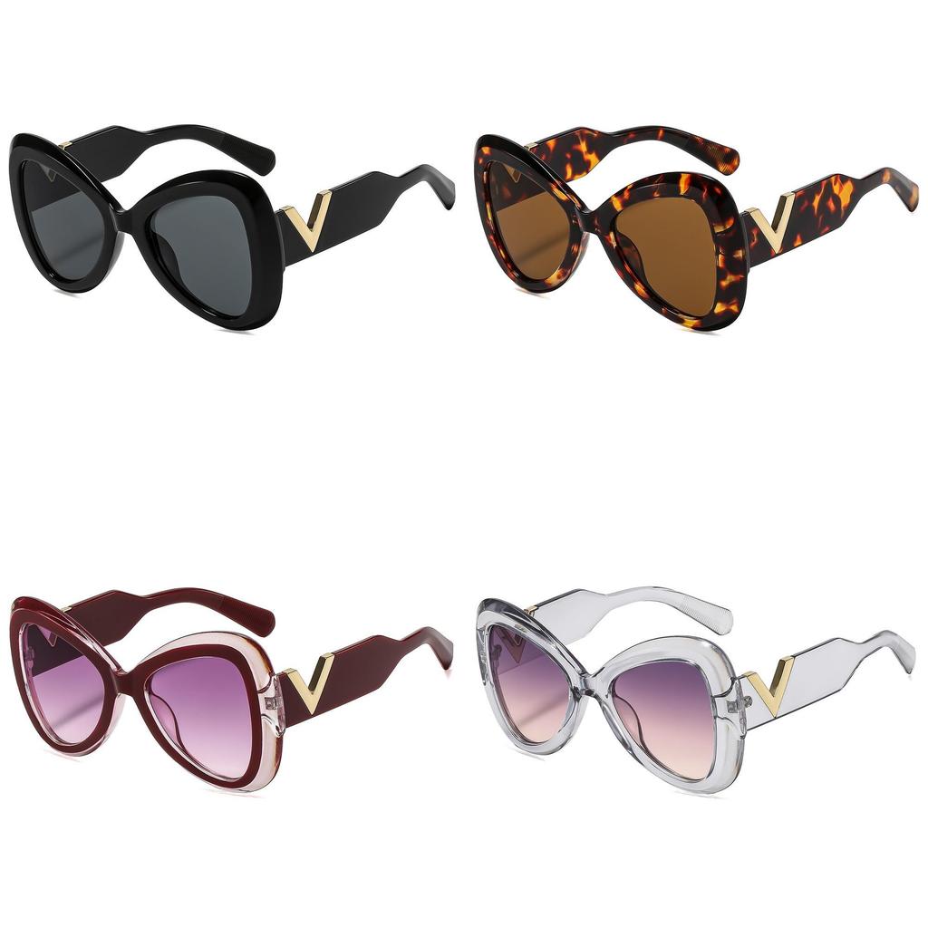 V Shape Butterfly Sunglasses With Uv400 Protection For Fashionable Outdoor Activities