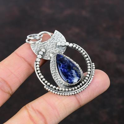 Sodalite Pendant Genuine Gemstone Jewelry Dainty Pendant 925 Sterling Silver Pendant Handmade Sodalite Jewelry Elegant Pendant Gift For Mom