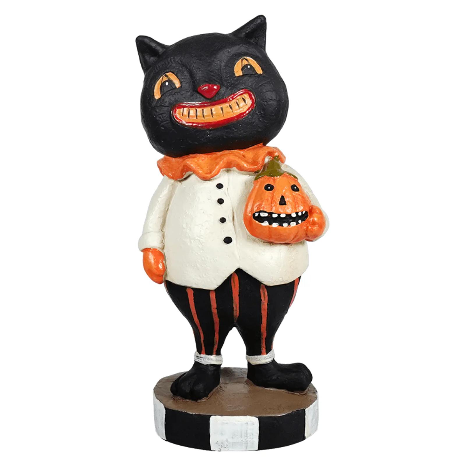 

Halloween Smiling Cat & Pumpkin Plastic Figurine One Size чёрный