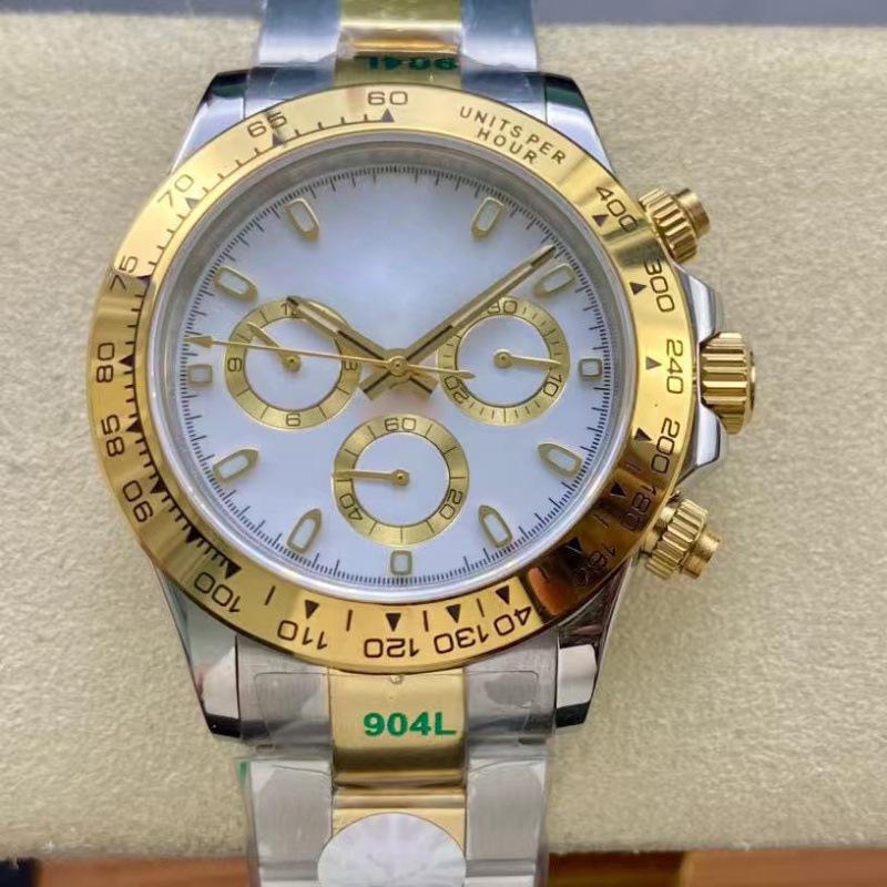 Orologio Automatico Bicolore di Lusso da Uomo Jadia Daytona Series con Quadrante Colorato Incastonato di Diamanti