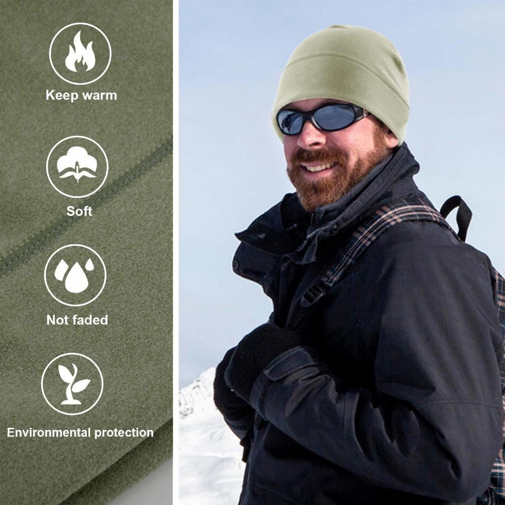 Winter Thermal Warm Skull Cap Windproof Fleece Hat Ski Running Cycling Beanie Hat for Men Women Helmet Liner Running Beanie Hat