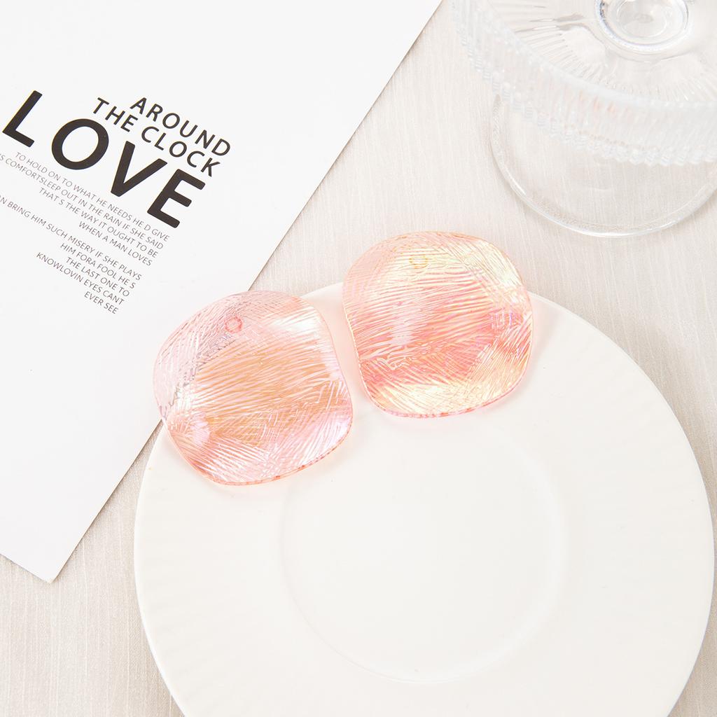 Dopamine Shrimp Stud Earrings Exaggerated Acrylic Geometric Oval Earrings Temperament Niche High-End Earrings