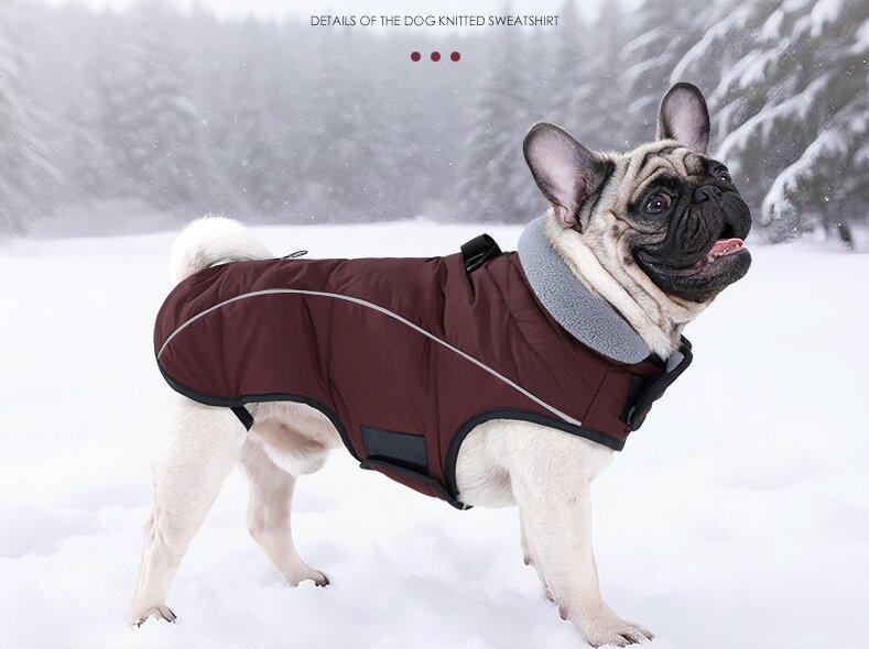 New Winter Thick Double-layer Warm Dog Clothing Windproof and Waterproof Can Pull Large Dog Jacket
