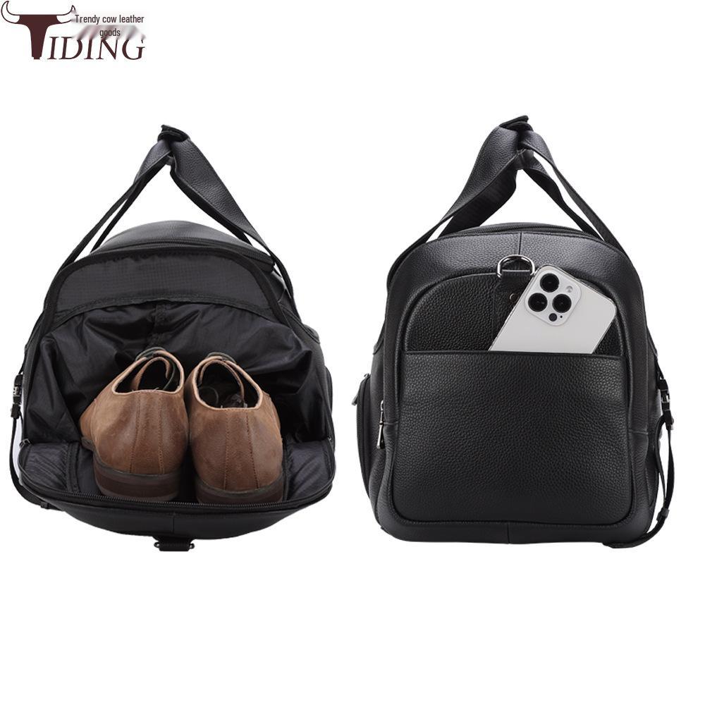 Chao Niu Herren Reisetasche aus echtem Leder mit Schuhfach - Umhänge- Sport- Schultertasche