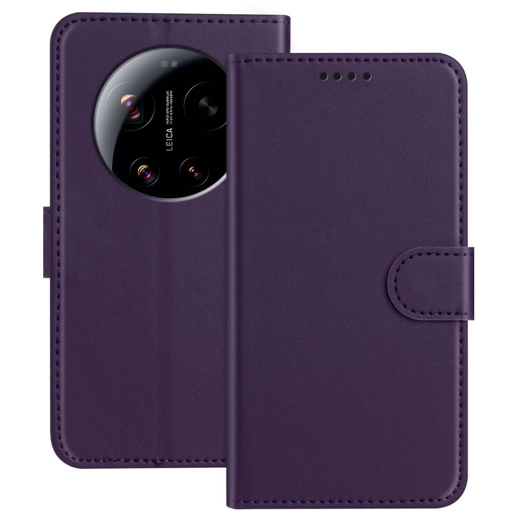 For Xiaomi 17 Ultra 5G Leather Case Wallet Stand Solid Color Anti Drop Phone Cover