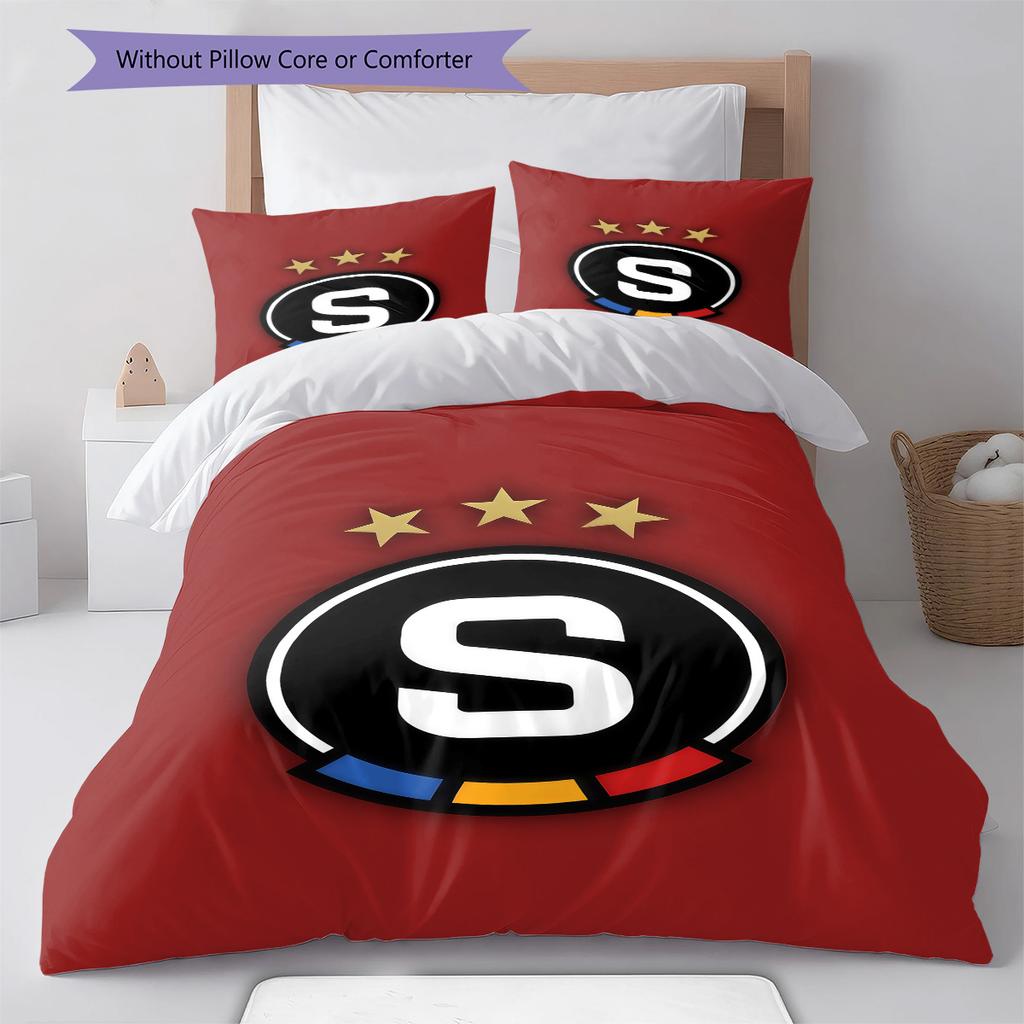 AC Sparta Prag Logo Bettwäsche Steppdecke Set Bettbezug Kissenbezug Heimdekoration Geburtstagsgeschenk (1 Bettbezug + 2 Kissenbezüge, ohne Füllung)