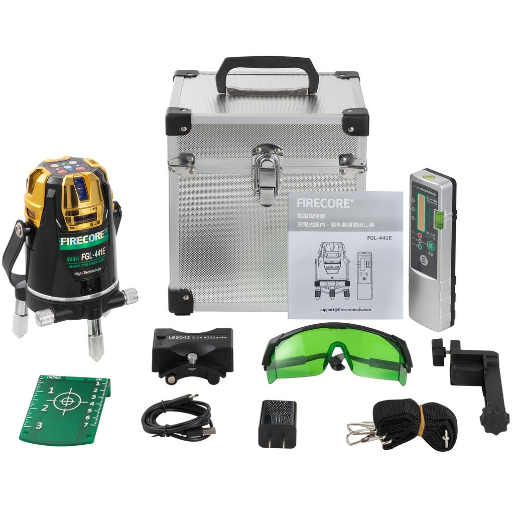 Firecore Green Laser High 3 Brightness Large Battery Level Rotating Green Laser Leveling Civil Surveying Receiver Set Japanese Instruction Manual