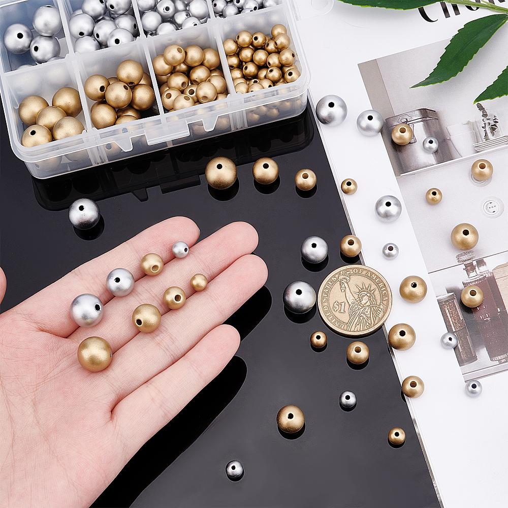 1box Matte style Spray Painted Acrylic Beads Round Mixed color 294pcs/box