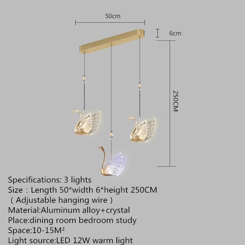 Nordic Creative Acrylic Swan LED Hanging Chandelier Study Bedroom Living Room Restaurant Pendant Lamps Bar Indoor Lighting Decor