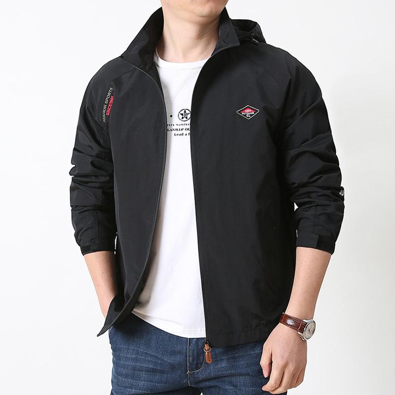 Men's Spring and Autumn New Jacket Hooded Outdoor Loose Youth Breathable Casual Jacket