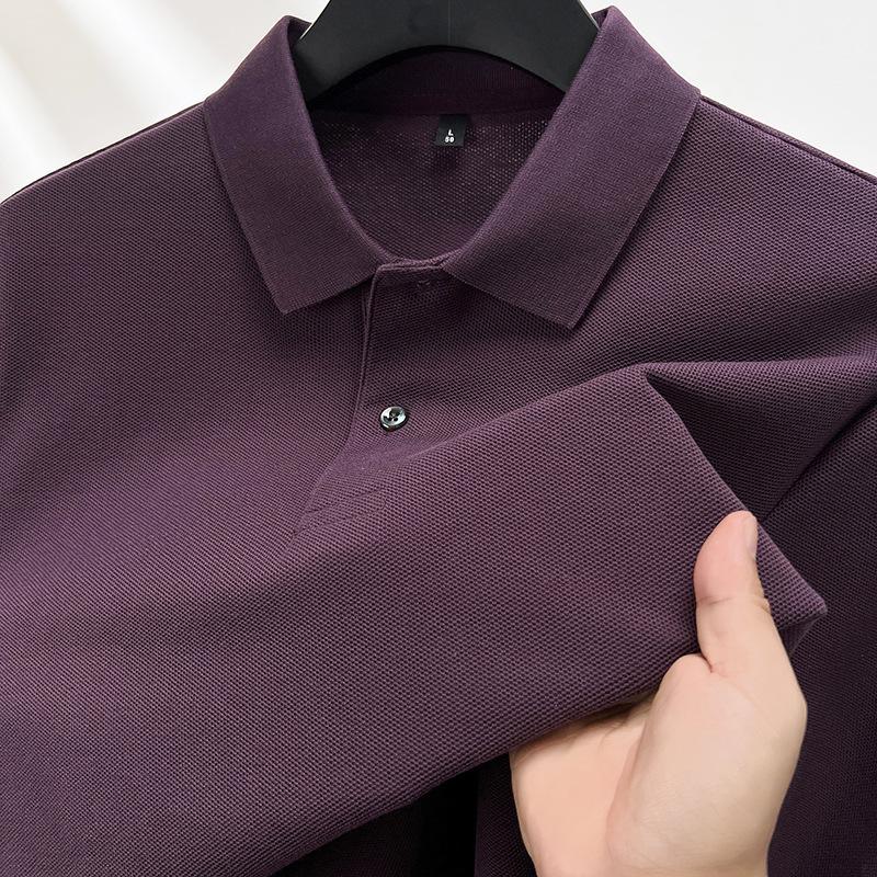 100% Cotton Men s Long Sleeve Polo Shirt Autumn Lapel Collar Business Casual T-Shirt M