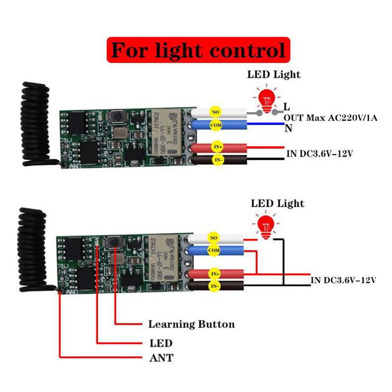 433Mhz Rf fjernkontroll relékontrollbryter Scooter trådløs 1-kanals mottaker sender