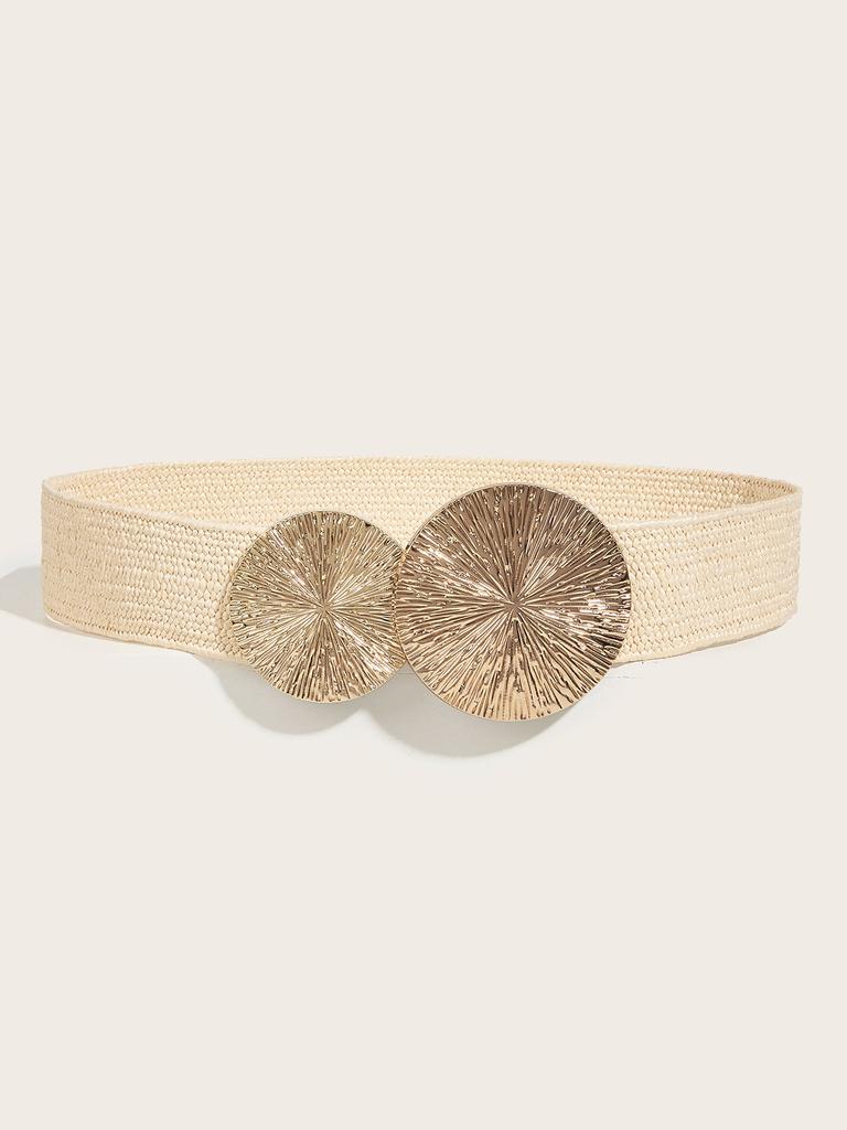 Spring And Summer Imitation Pp Grass Woven Elastic Belt Women'S Dress With Decorative Trend Waist Seal