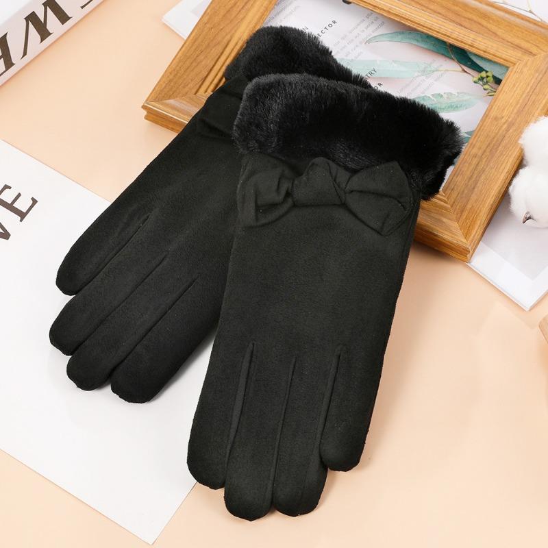 

Теплые перчатки, женские замшевые перчатки, для вождения, для езды на велосипеде на открытом воздухе, пушистые утолщенные с сенсорным экраном, осенне-зимние перчатки One size