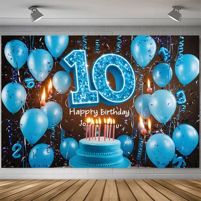 Party-Banner 1 Stück, Hintergrunddekoration für Joes 10. Geburtstag, Bannerstoff aus Polyesterfaser, Familie, Bar