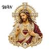 Religious Safety Pin Buckle Sacred Heart of Jesus Brooch, Christian Confirmation with Enamel Finish, Jewelry Gift for Women Men Devotional Keepsake