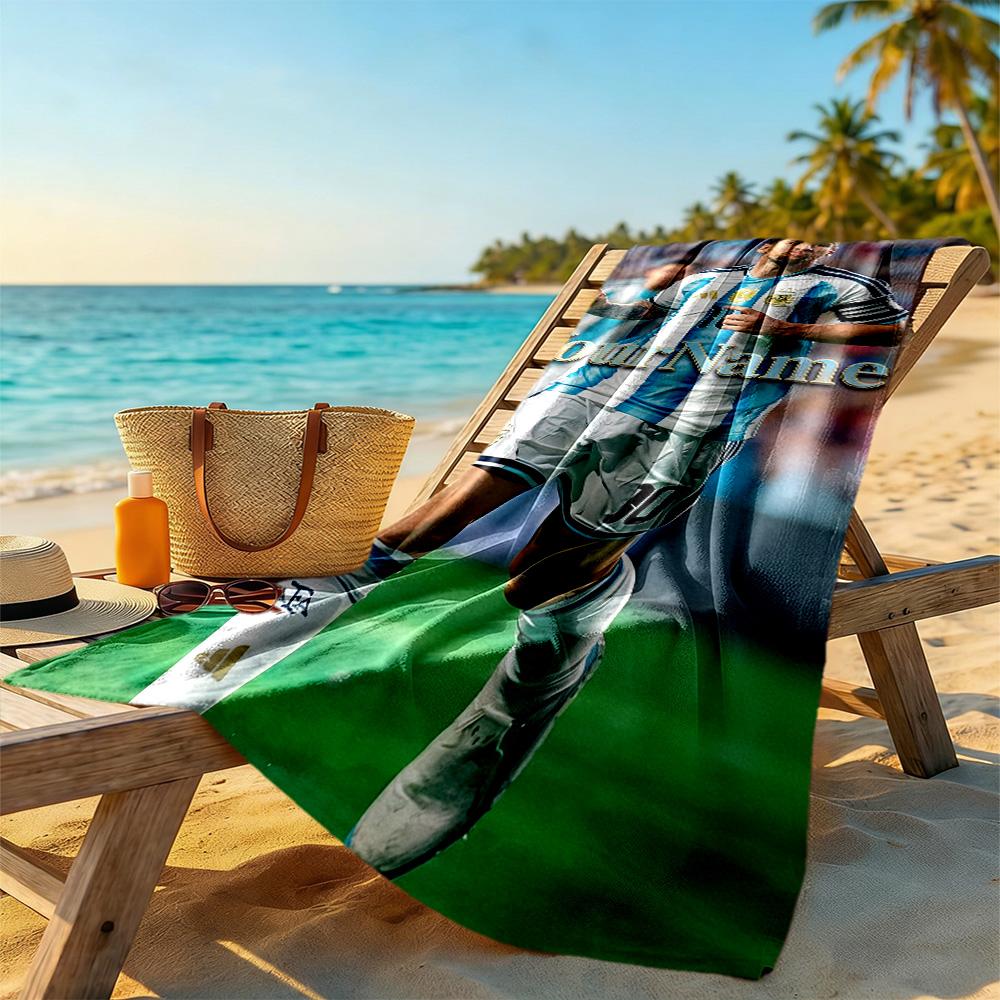 Messi Customize Your Name Beach Towel High Absorbency & Quick-Dry Perfect for Traveling Yoga Camping and Swimming