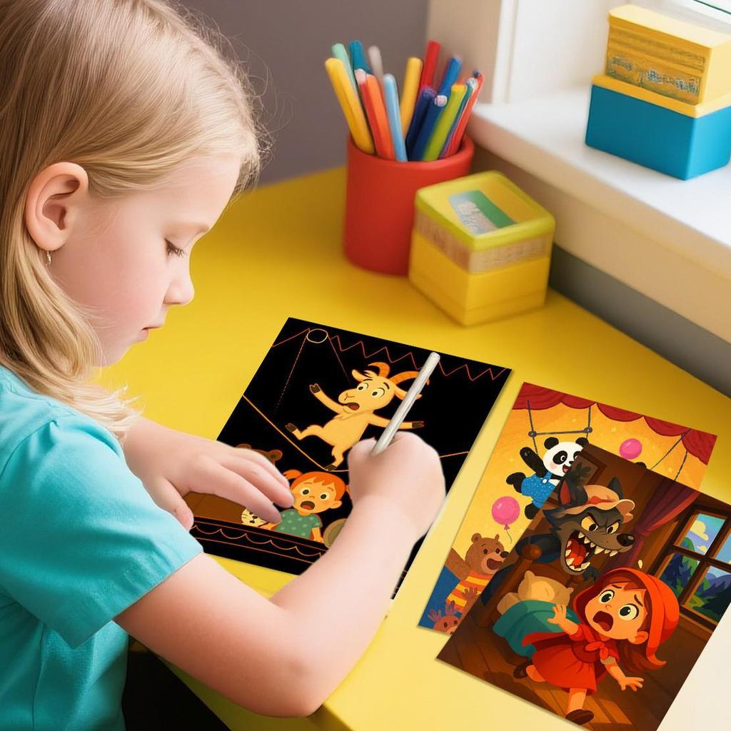 3D Animal & Underwater Adventure Scratch Art Book for Kids