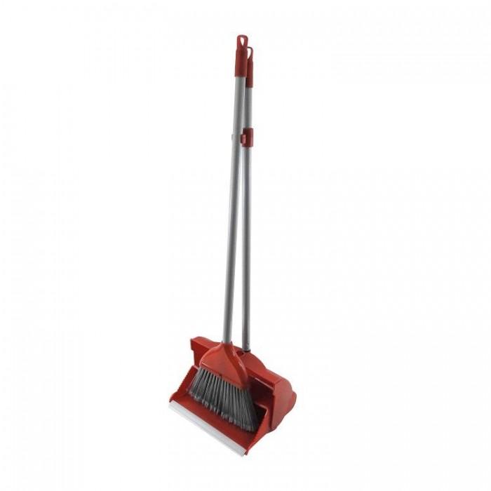 Leecroft Self Closing Dustpan & Brush Red