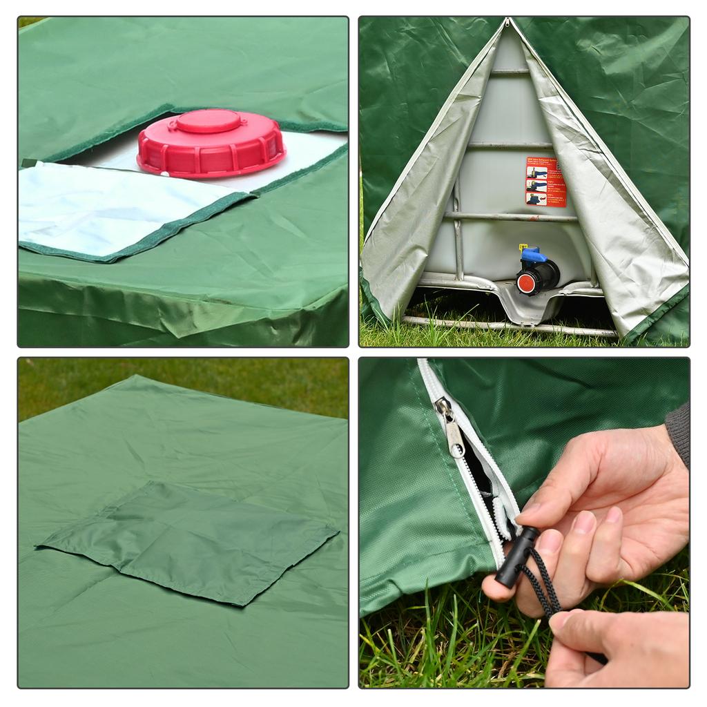 New 1000L IBC Tank Cover Container Aluminum Waterproof and Dustproof Cover Rainwater Tank Oxford Cloth UV Protection Cover