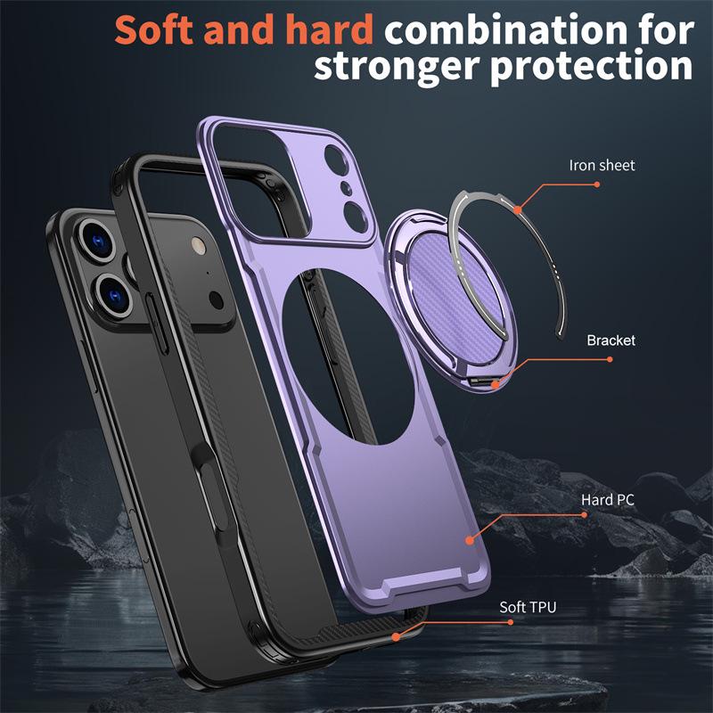Magnetic Bracket Drop-Proof Phone Case for iPhone 17 Pro Max, Compatible with iPhone 17/16/15/14/13 Models