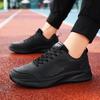 Men's Black Waterproof Leather Running Shoes - Autumn Lightweight, Shock-Absorbing, Versatile Casual Sneakers