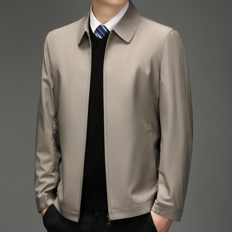Men s Spring and Autumn New Middle-aged Men s Jacket Lapel Thin Middle-aged and Elderly Business Casual Men s Jacket Dad Wear 170